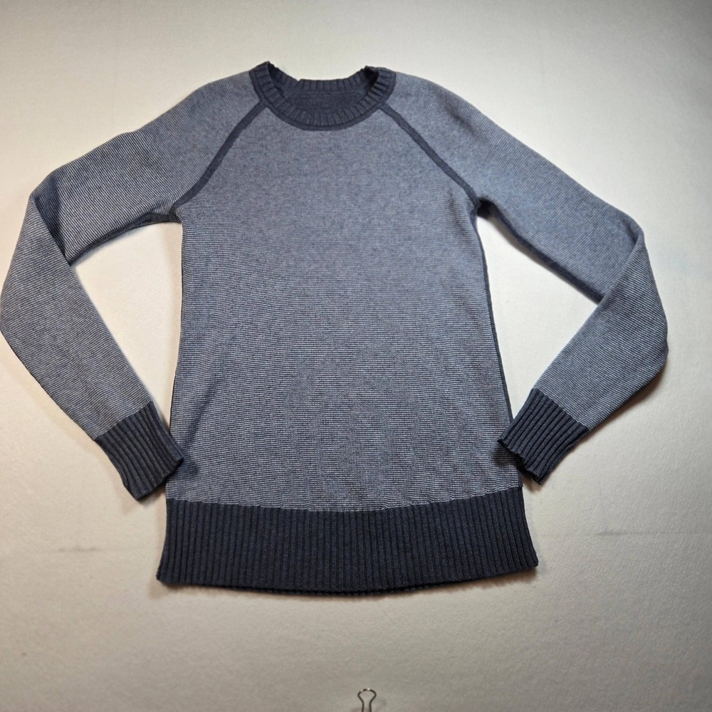 Lululemon Sweater Womens 4 Blue Excellent Raglan Sleeve Micro Stripe Pullover